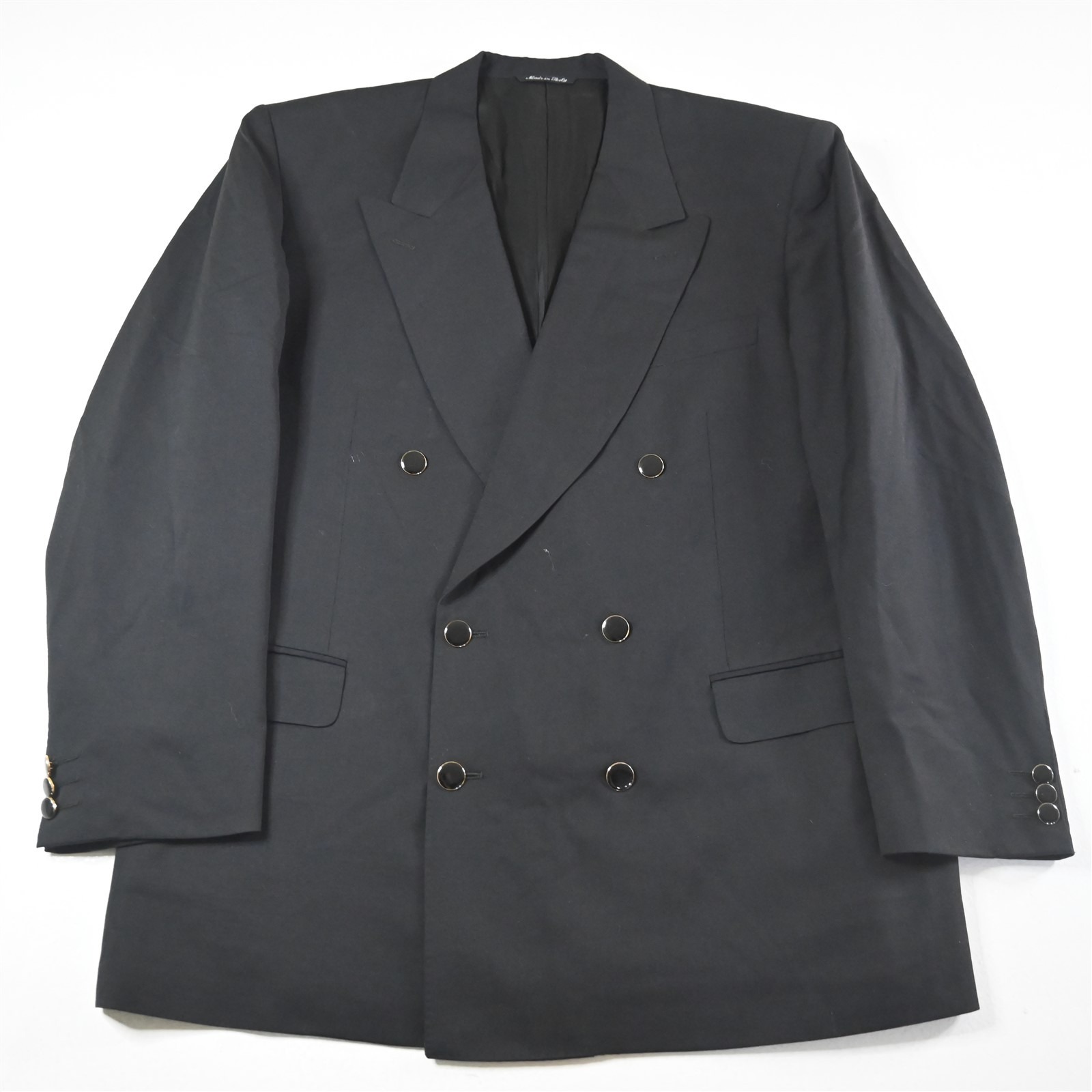 Canali 44r Black 100% Wool Double Breasted Mens Blazer Suit Jacket Sport Coat